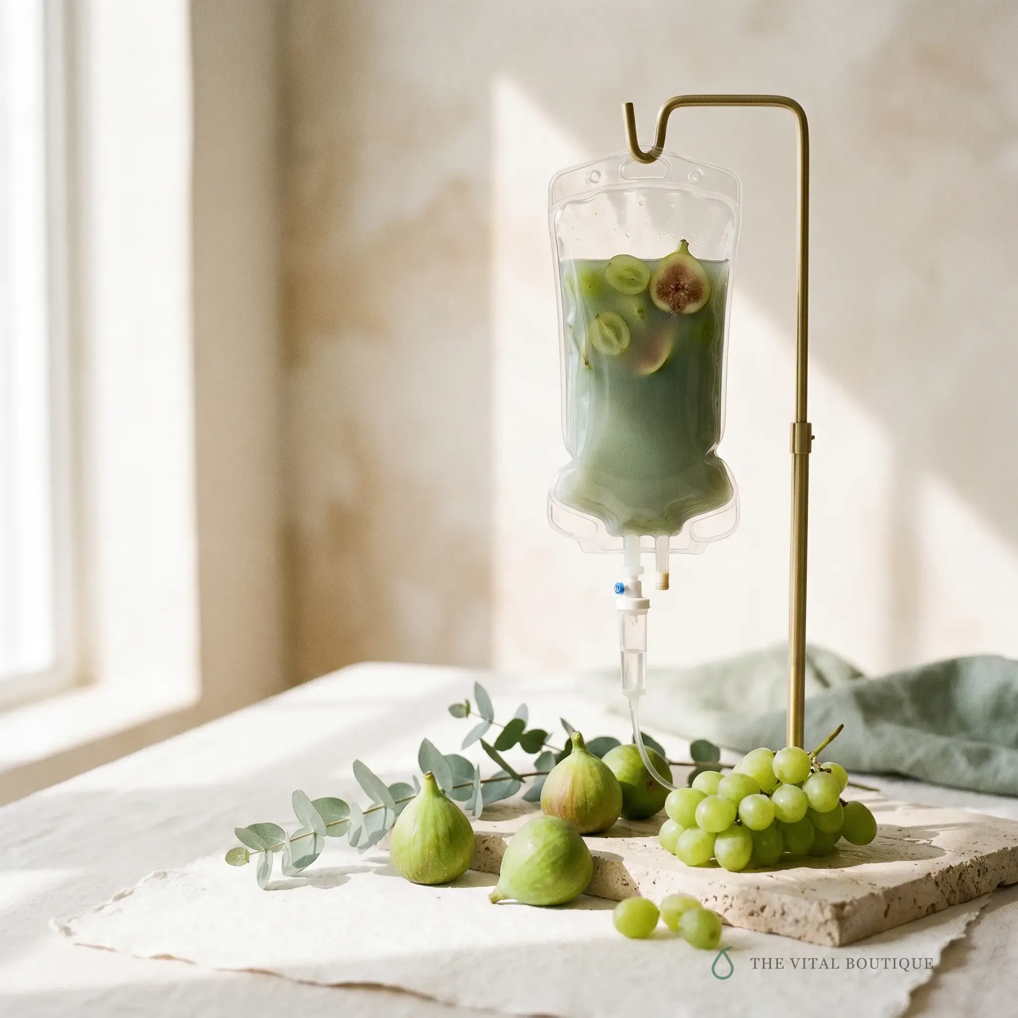 NAD+ infusion bag with fig and green grape