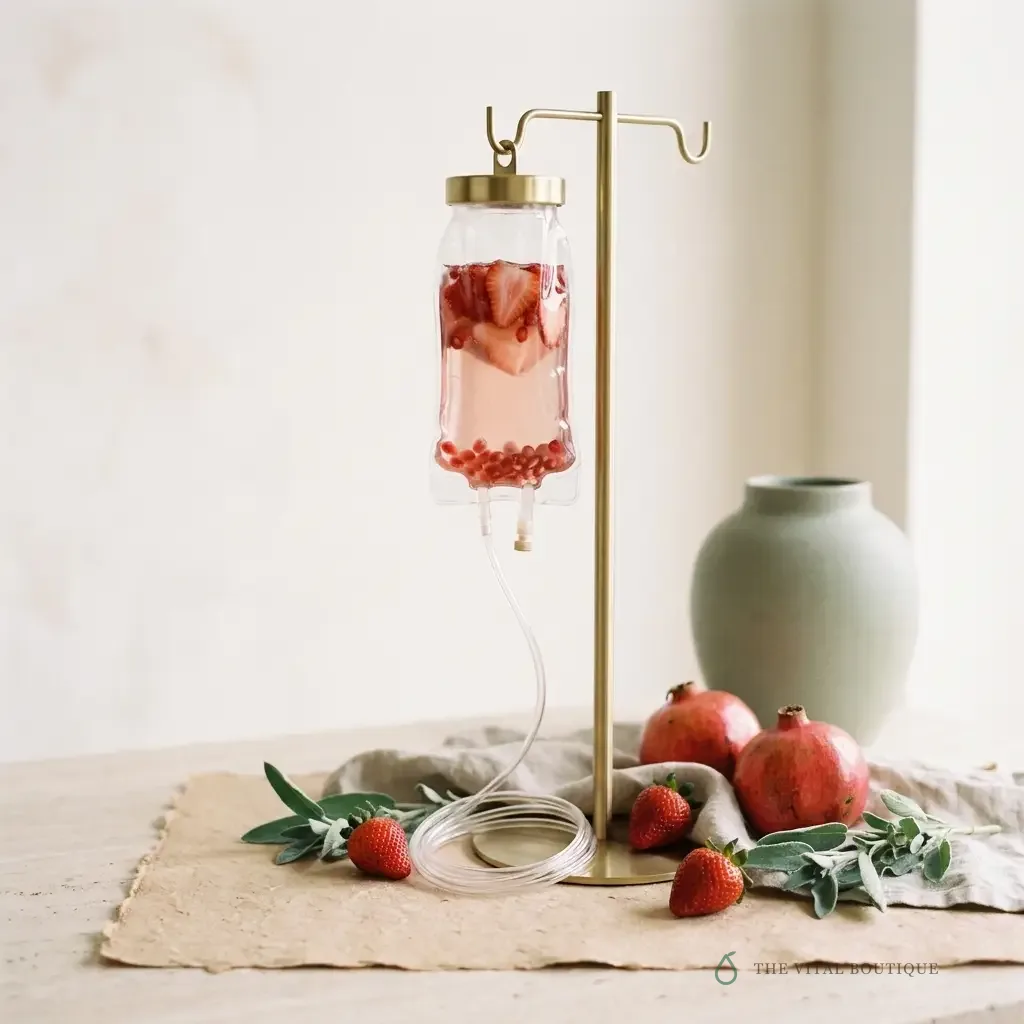 Beauty and Glow IV drip with strawberry and rose